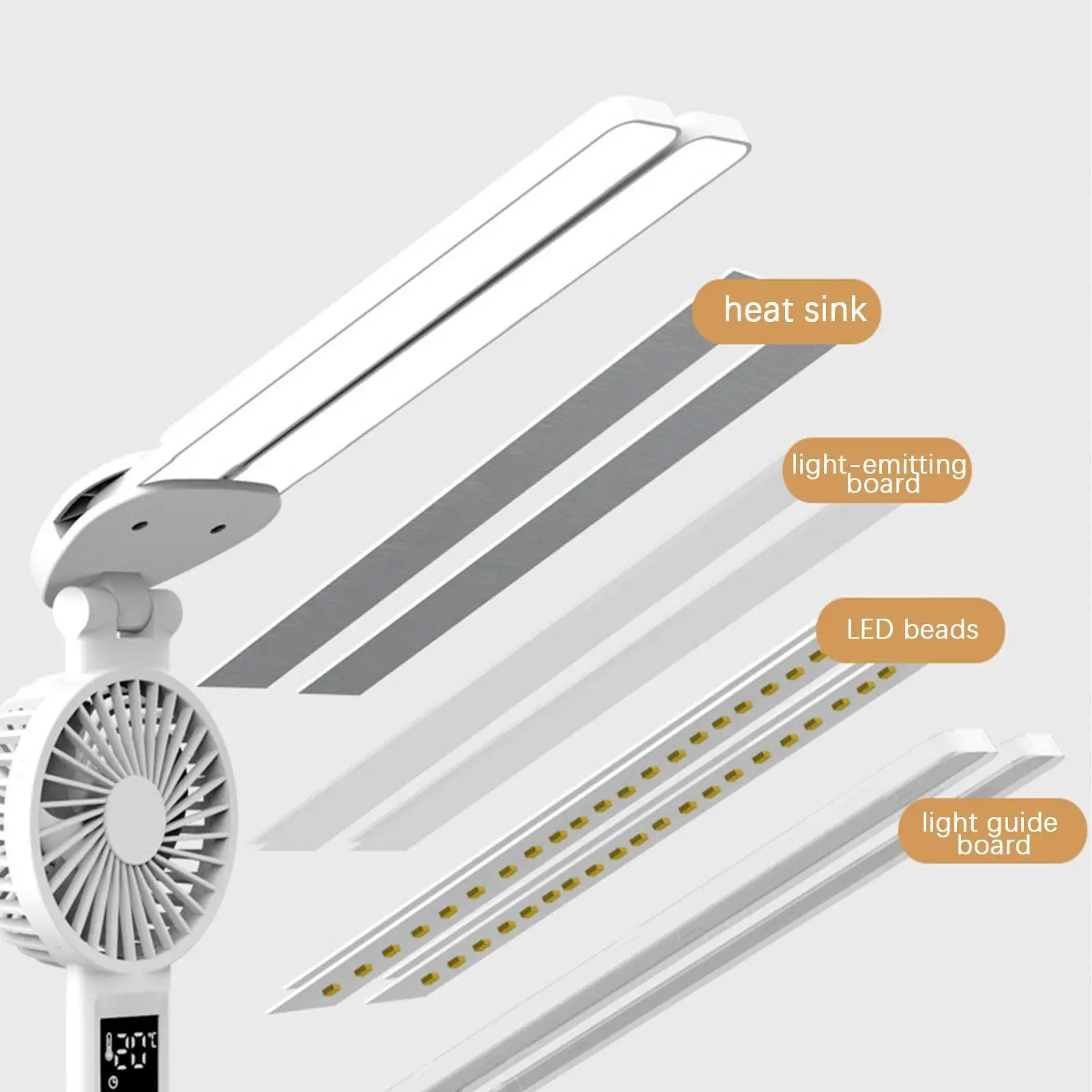 Foldable USB Small Dimmable Eye Protection LED bedroom Reading Study With Fan Pen Container night table desk light lamp