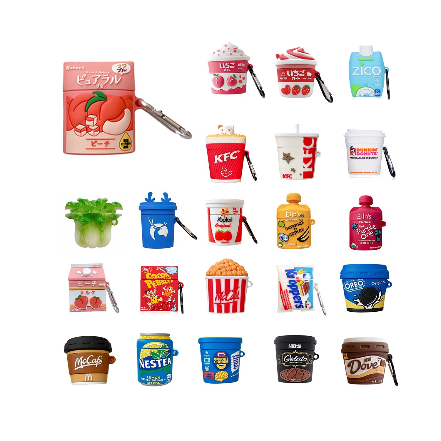 Gemfits Custom Cute 3D Silicone Food Design Earphone Protective Cover For Airpod Case For Airpod 1/2