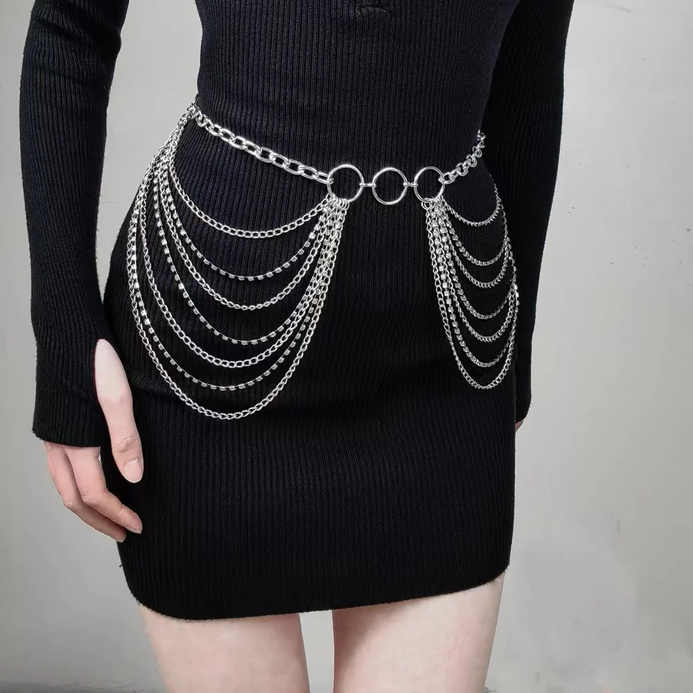 Декоративная цепочка для ремня аксессуары в европейском и американском стиле пряной девушки двухслойная на талию со стразами