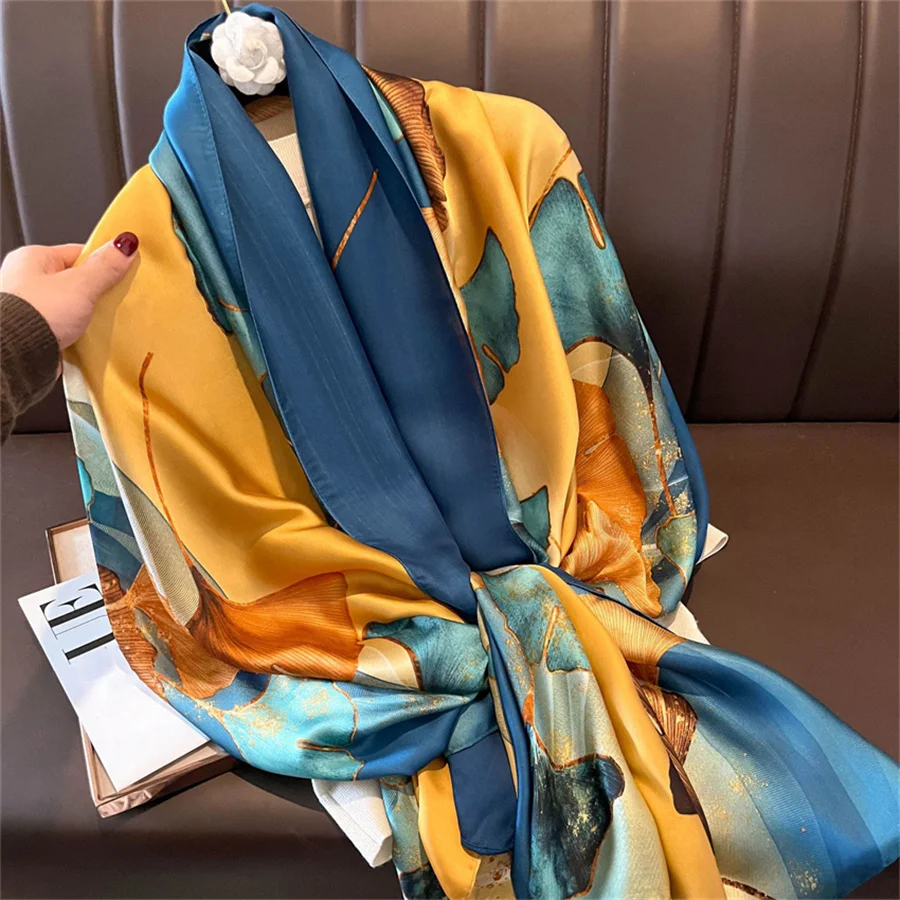 voile african Bands 90*180cm New silk satin shawl can Butterfly Tied Imitation silk scarf grade  Design manufacturer custom