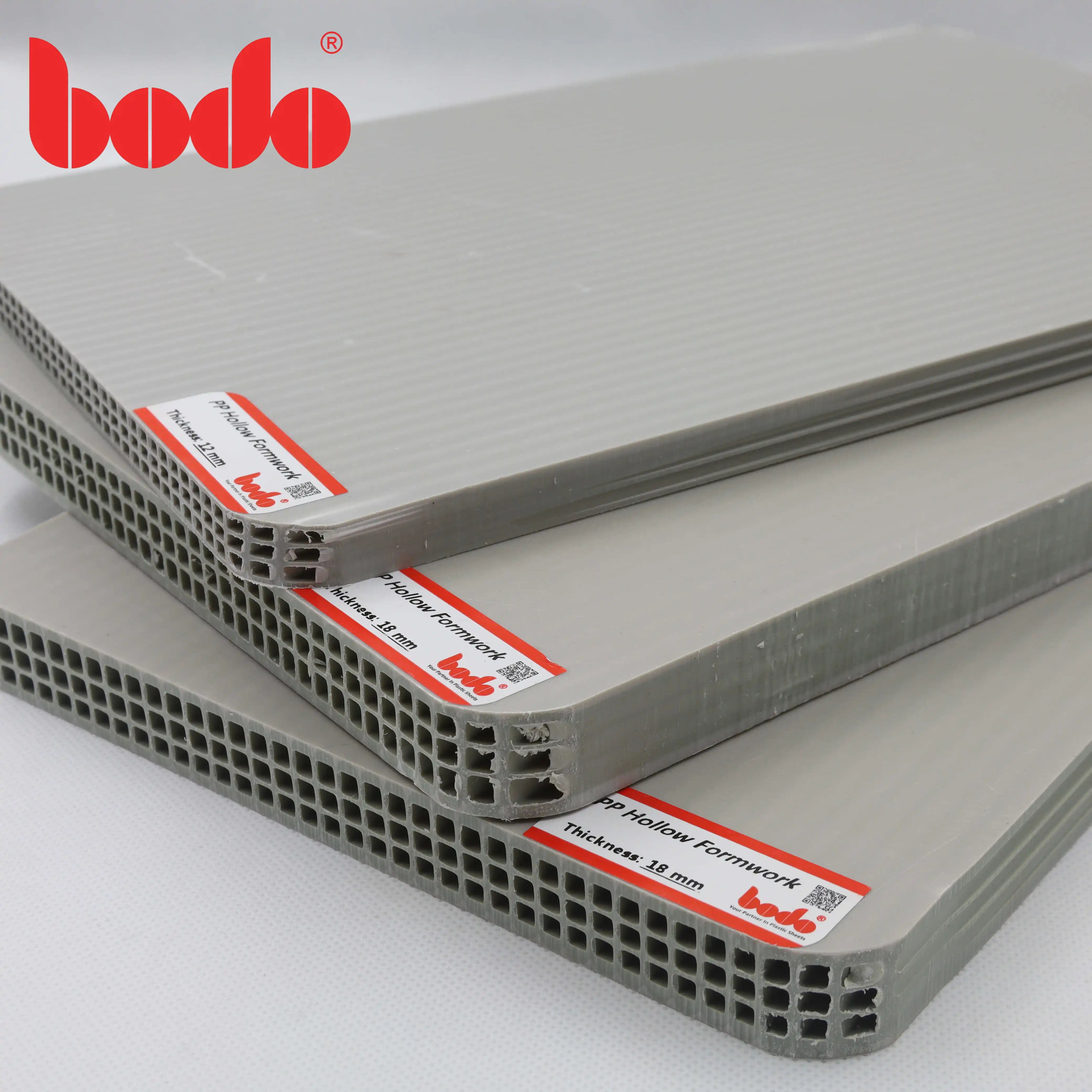 Grey 12-18mm hollow PP formwork sheet 1220x2440mm for engineering construction and decoration