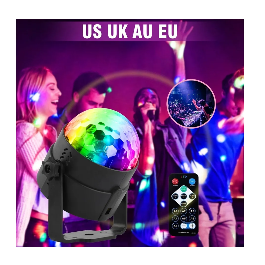 Handheld Party Karaoke Strobe Disco Ball Light 3w Crystal Magic Ball Light Voice Control Dance Floor Led Commercial Light