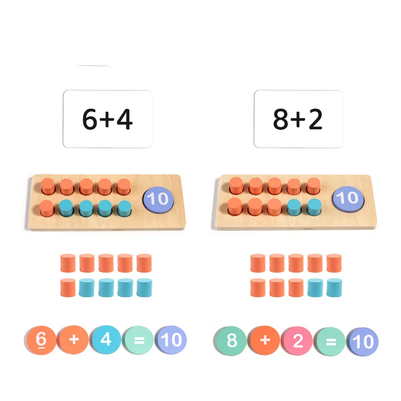 Montessori Math Manipulatives Wooden Learning Number and Counting Games Ten Frame Set for Elementary Classroom & Kindergarten