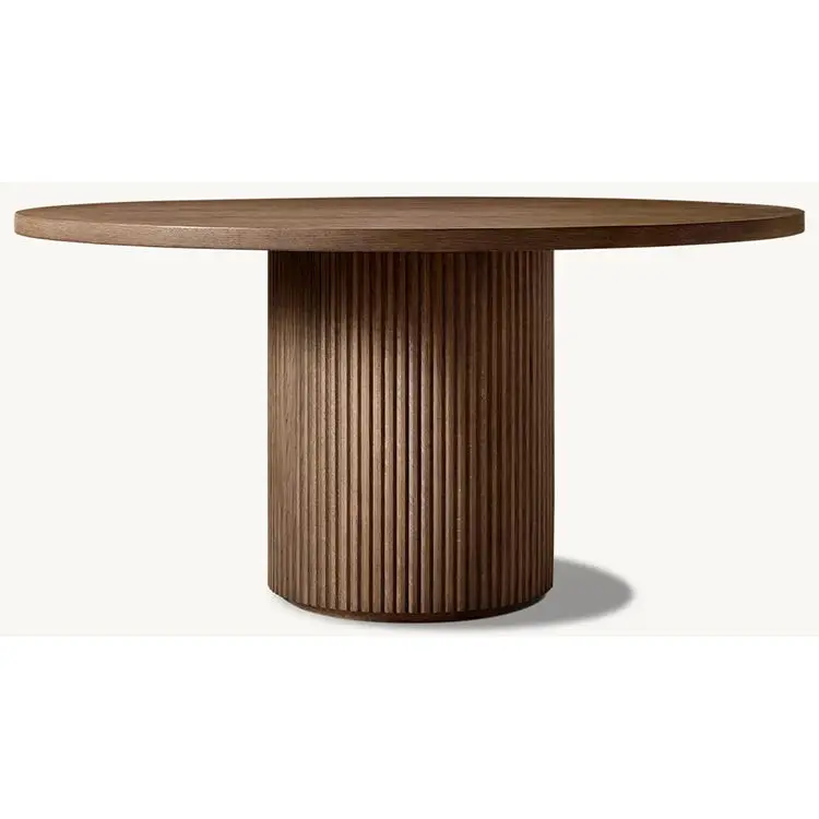 Hot Sale Factory High Quality Round Dining Table Simple Solid White Oak Veneers Round Dinner Table