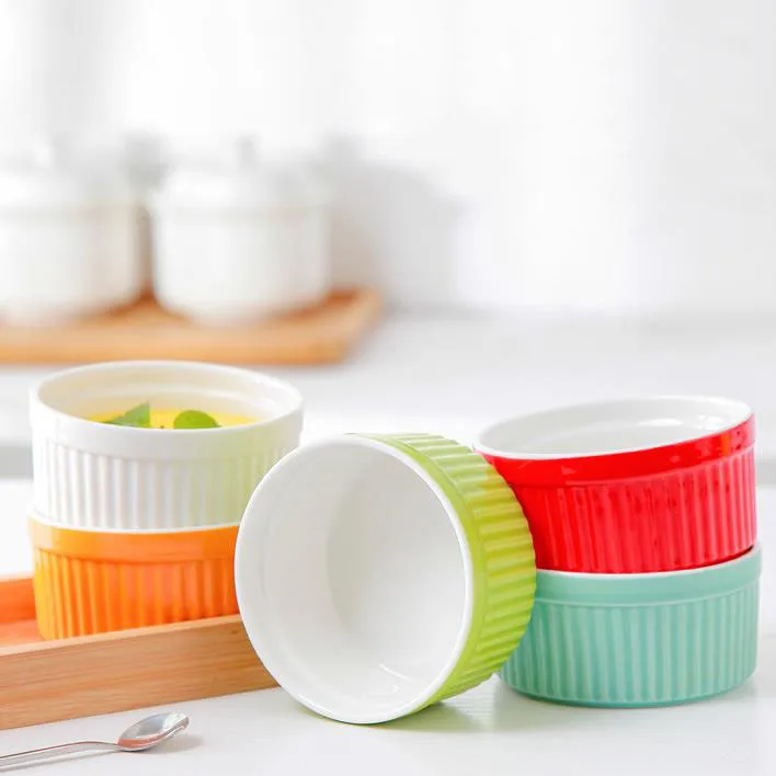 Керамические формочки круглые суфле Многоразовые безопасные фарфоровые чашки для выпечки тортов пудинга десертная миска