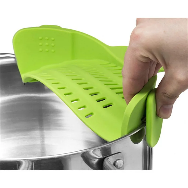 Heat Resistant Silicone Strainer Snap Clip On Pot Food Strainer For Pans Bowls