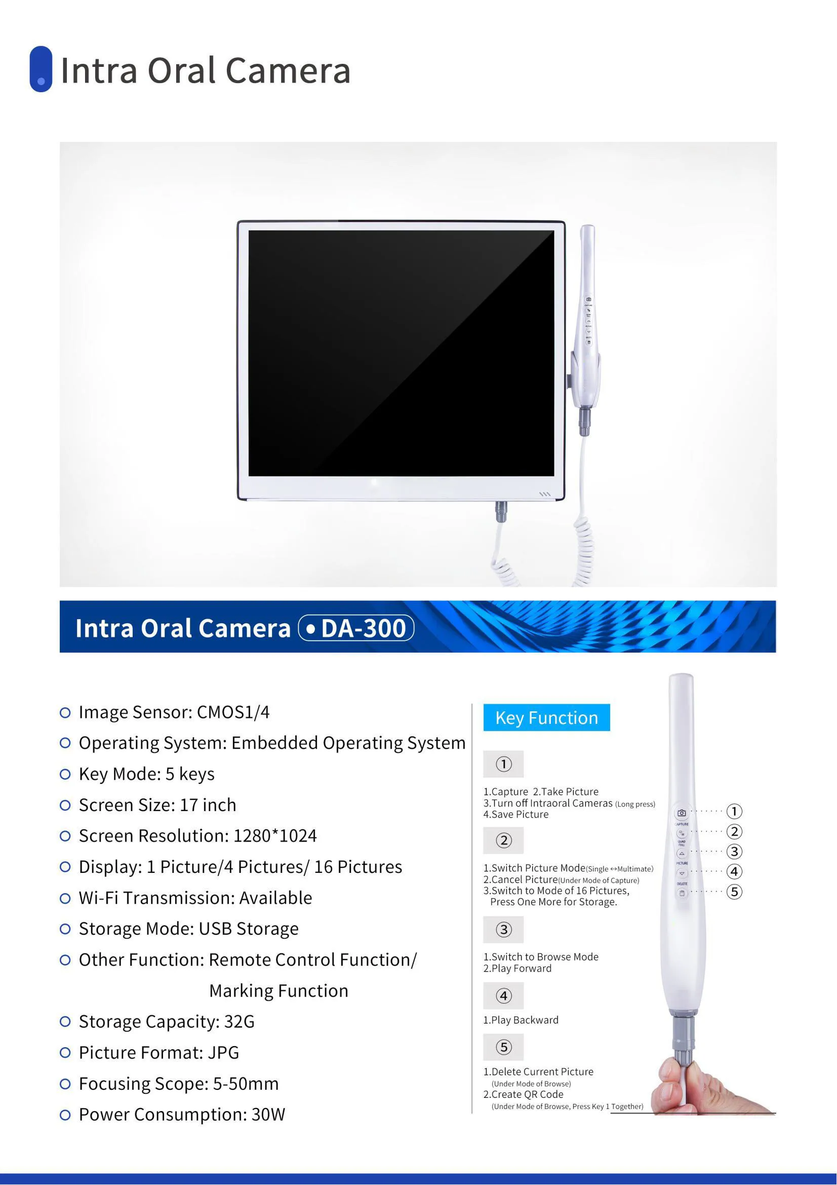 DA300 17-дюймовый Wi-Fi ультратонкий экран встроенная интраральная камера цифровой зритель с функцией записи видео
