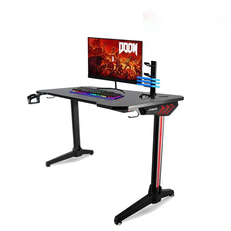 Gaming Table with 9 LED Lights Modern Computer Gaming Desk Furniture