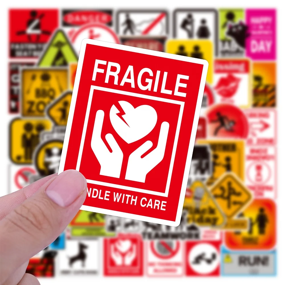 50pcs warning sign sticker high quality waterproof vinyl PVC hentai stickers Die Cut Label Logo Adhesive laptop car sticker