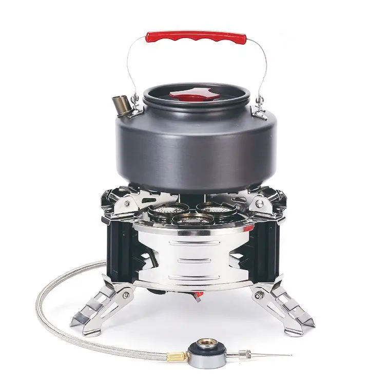 IRONDONKEY Outdoor Three Head  Portable Fire Stove RV Camping Travel Windproof Stainless Steel Folding Gas Stove Picnic Stove