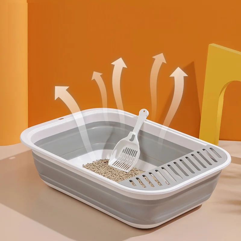 Wholesale Custom Logo Multicolor Plastic foldable Cat Litter Tray Cat Litter Box