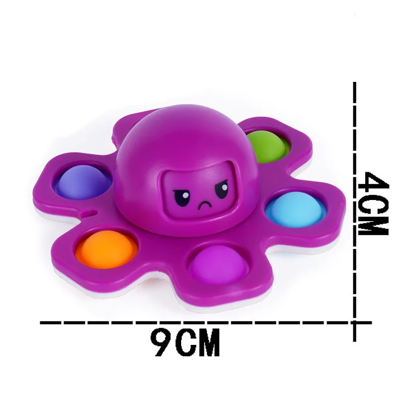Hot Selling Rotating Octopus Silicone Fidget Toy Octopus Push Bubble Popping Keychain