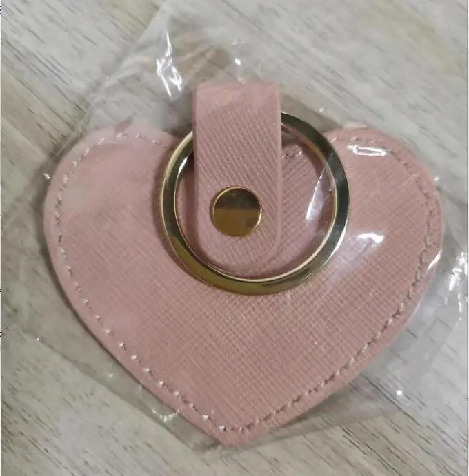 custom mini pale pink leather heart shape keychain promotion gift