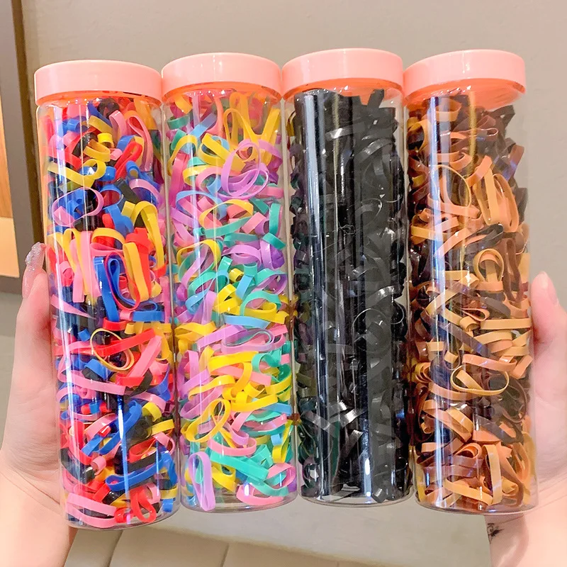Factory cheap hair ties multi candy color synthetic hair rope for baby kid 1000pcs/450pcs black hair TPU rubber band accessories