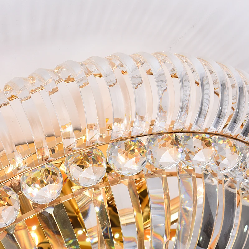 Классический отельная круглая роскошные светодиодный потолочный светильник с украшением в виде кристаллов Золотая люстра лампа ETL60446