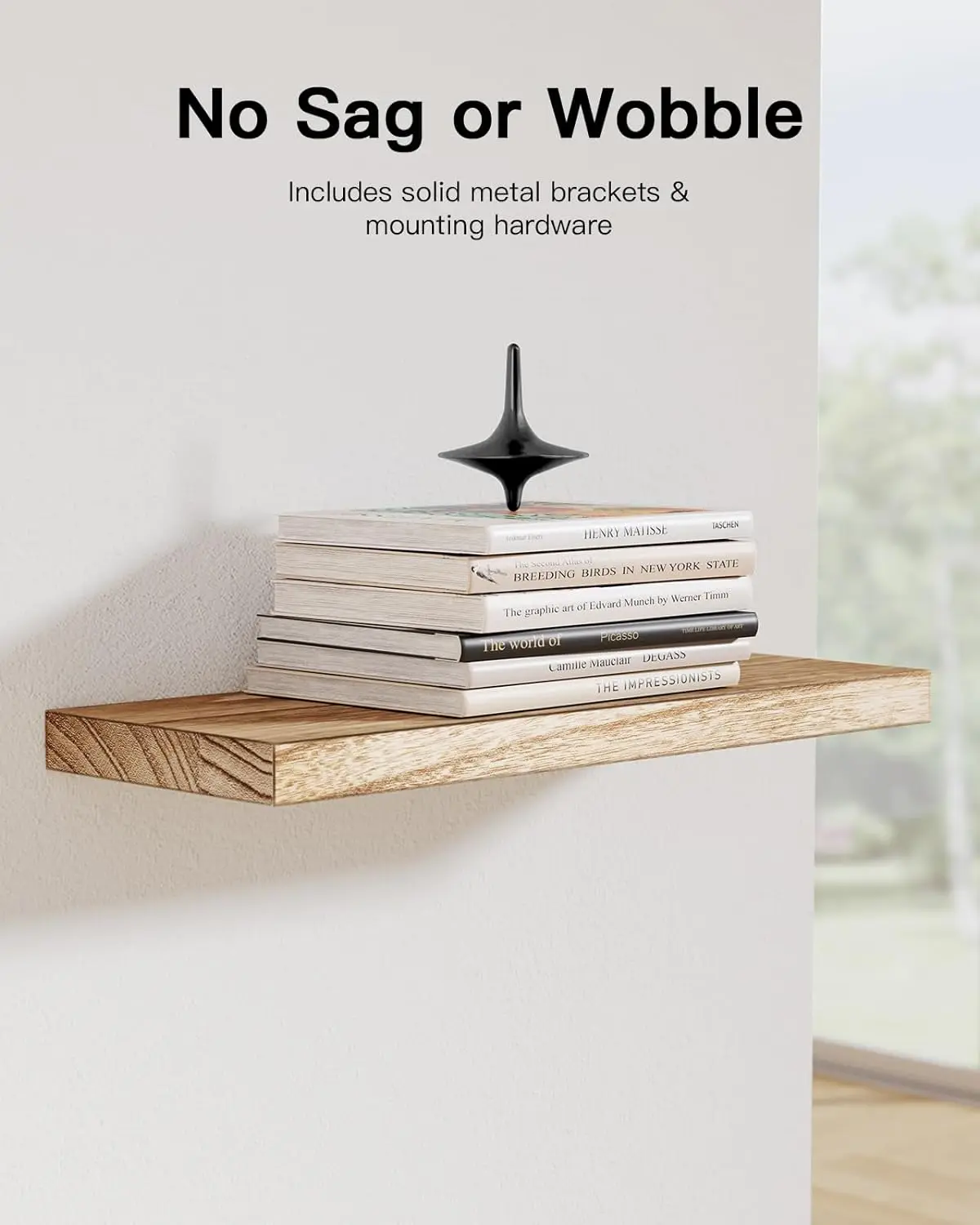 Natural Wood Floating Shelf for Home Storage & Organization, Set of 4