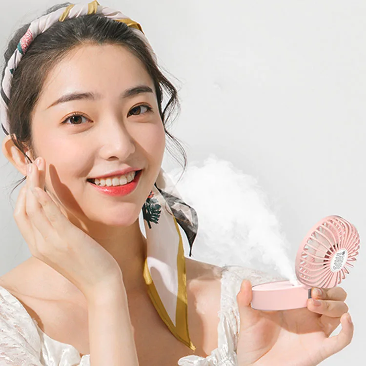 Portable mini handheld misting fan 1200mAh 2000mAh foldable hanging neck fan with mist spray air humidifier,colorful light