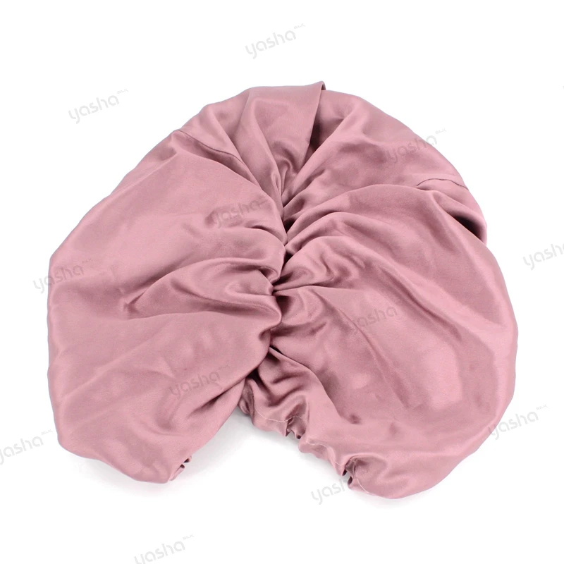 Silk Turban Bonnet Custom Extra Large Double Layer Silk Sleeping Bonnet 100% Silk Satin Long Hair With Bow Tie