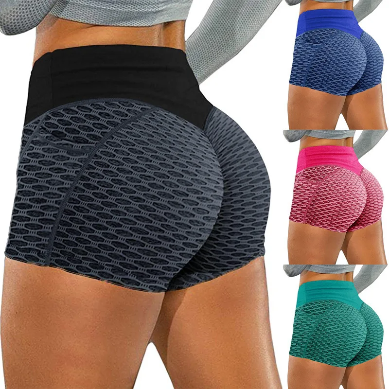 Wholesale Custom Recycled Gym Shorts Fitness Nylon Spandex Ribbed Yoga Wear Scrunch Butt Legging Biker Shorts For Women