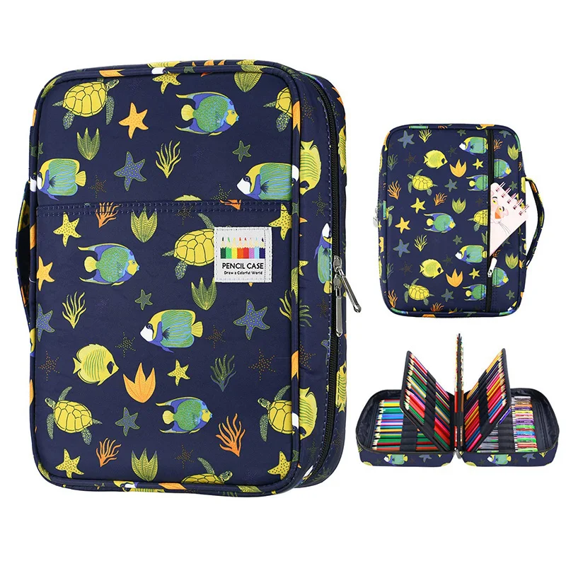 Hot Sale 144 hole canvas folding pencil case sketch color pencil pack pen bag for painting students
