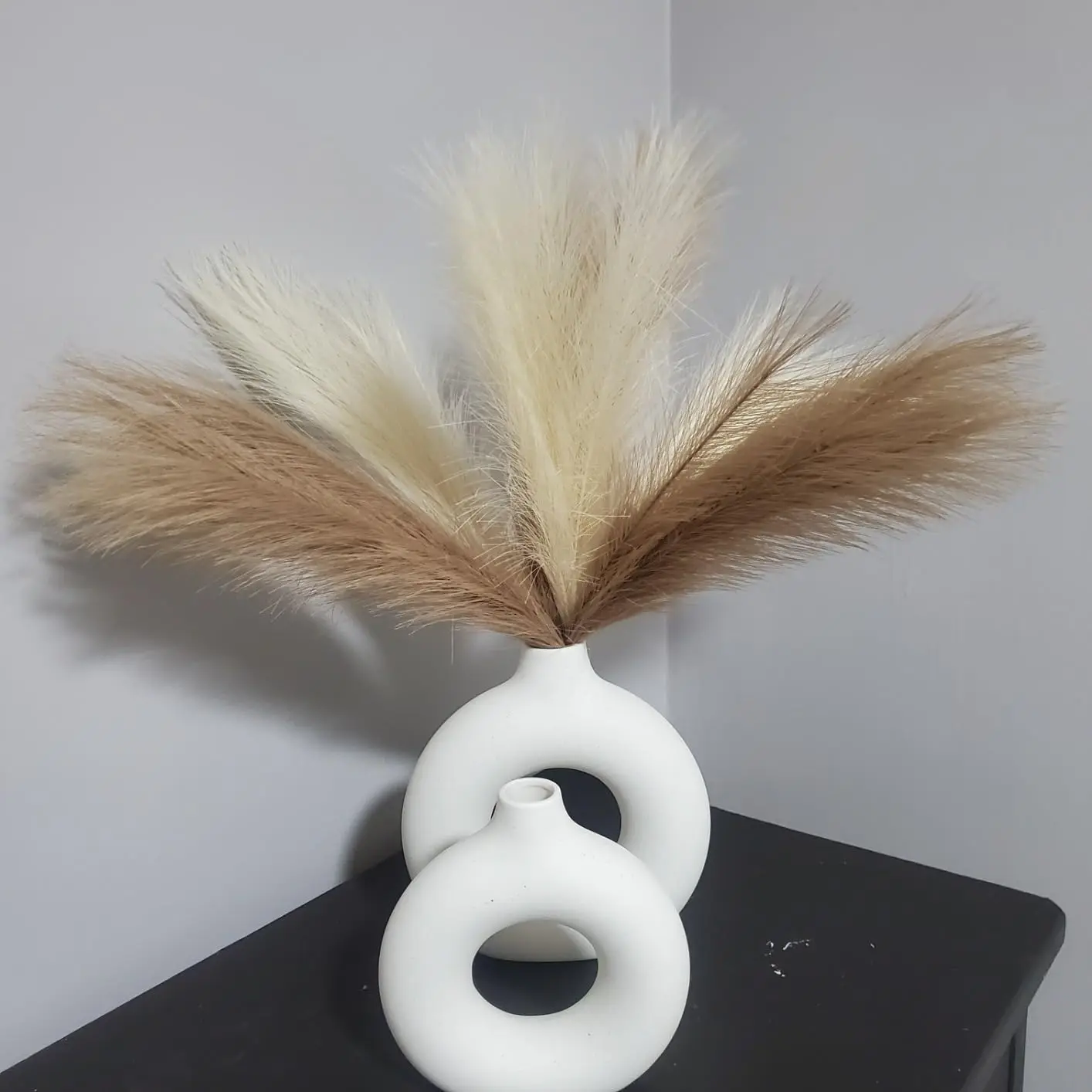 Donuts Ceramic Vase Round Hollow Plant Pot Home Decor Dried Flower Grass Art Desk Office Living Room Desktop Ornament Table