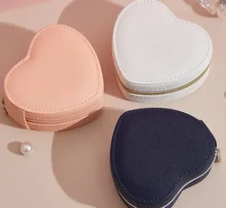 Fashionable Portable Custom Logo Heart Shape Leather Jewelry Storage Organizer For Girls