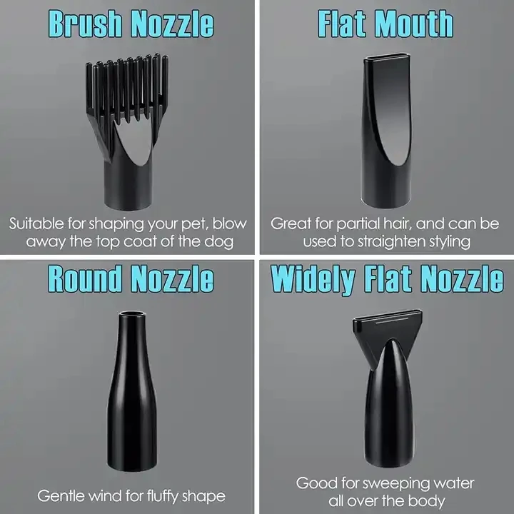Pet Hair Dryer with Stepless Speed and Heat Dog Blow Dryer with 4 Different Nozzles 2000W 2200W 2400W 2800W 3200W