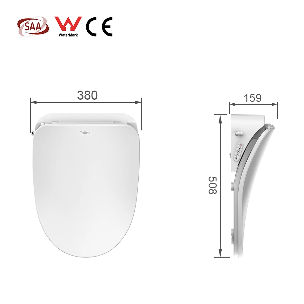 TEJJER All white ceramic V shaped uv auto hinge slow adult toilet seat