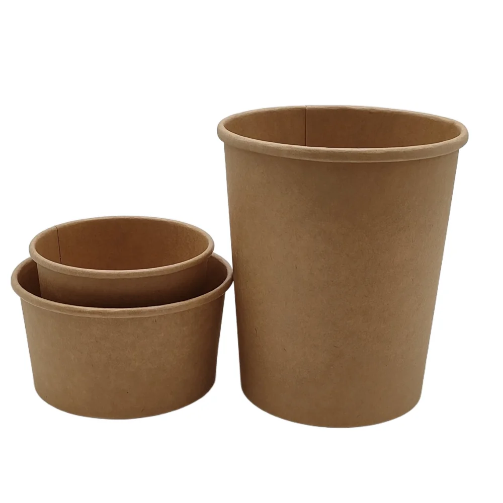 Factory Price Customized 32 OZ Eco-Friendly Kraft Paper Bowl Soup Cups With Plastic Lid Boxes Custom Logo for Noodles