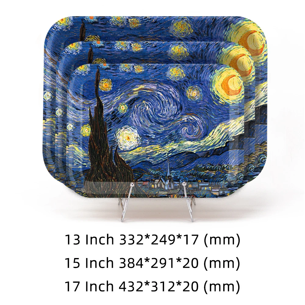 Van Gogh plastic trays set custom logo serving melamine tray cake food tray