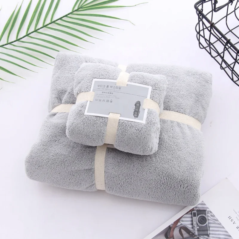 Wholesale Hotel Custom Logo Large Microfiber Coral Fleece Beach Shower Cloth Bath Towel Sets In Bulk