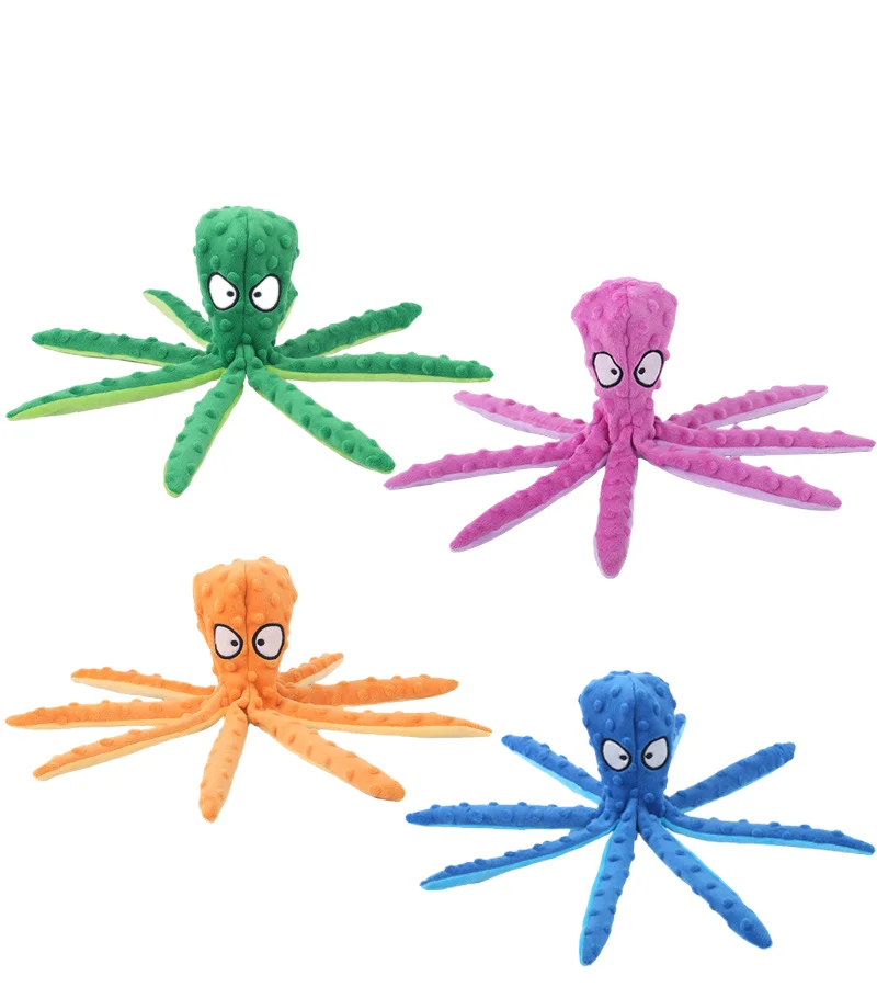 JTX083 Hot Selling Octopus Stuffed Crinkle Noisy Durable Bite Pet Dog Chew Plush Toy