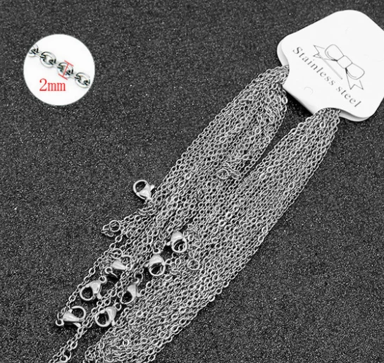 50cm Stainless steel O shape chain Cross chain Rose gold silver DIY necklace