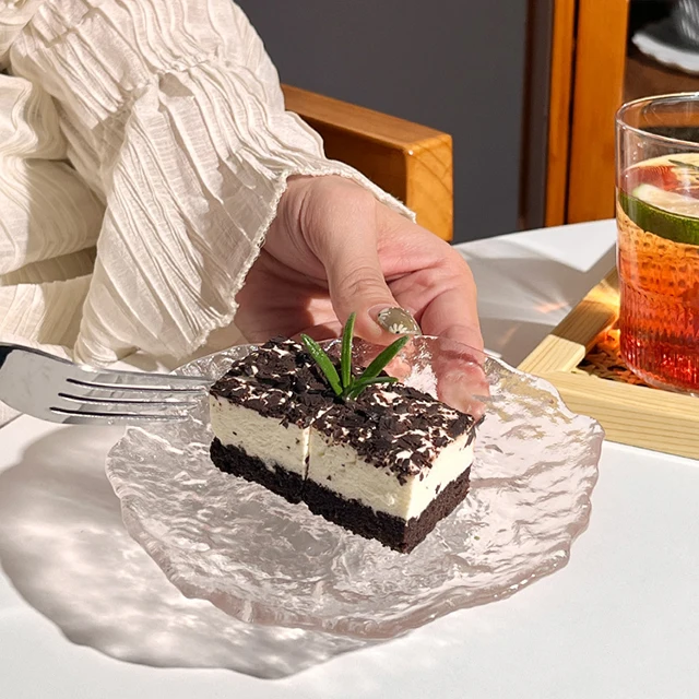 Glacier Glass Plate Prop Small Dish Jewelry Storage Tray Photography Decoration Photo Props Snacks Dessert Storage Tray