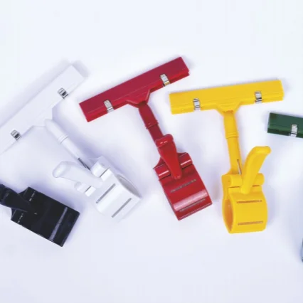 supermarket plastic small pop double sided advertising clip price tag label sign holder display clips