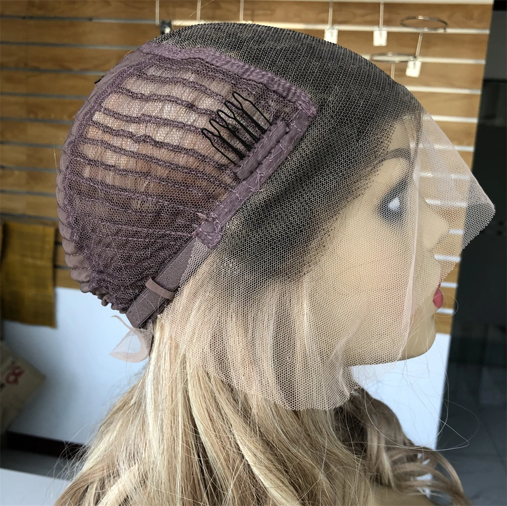 Color Brown Fading to Blonde unprocessed cuticle aligned raw virgin hair highlighted lace front human hair wigs