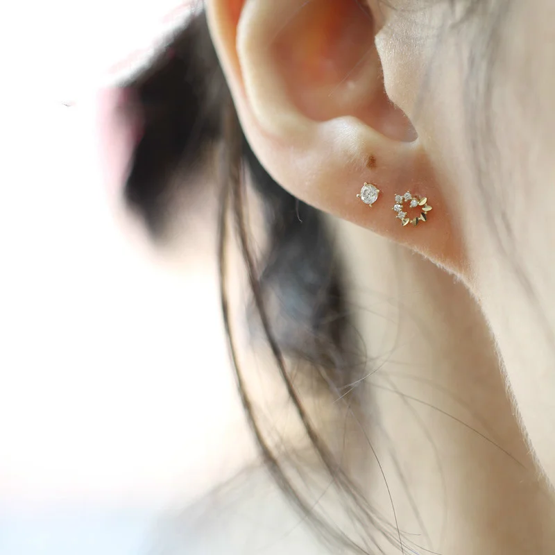 14K Pure Gold Heart Earrings Reindeer Snowflake Studs Dainty Simple Minimal Styles for Wedding or Gifts Kids kj150 10