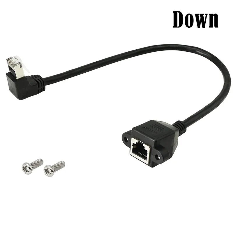 Wholesale Black 30cm Short RJ45 Male to Female Screw panel mount Ethernet LAN Cat5 Network extension Cable