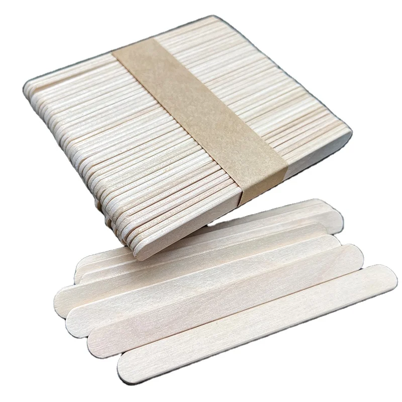 Professional Round Flat Edge Wooden Birch Disposable Ice Cream Stick For Sale