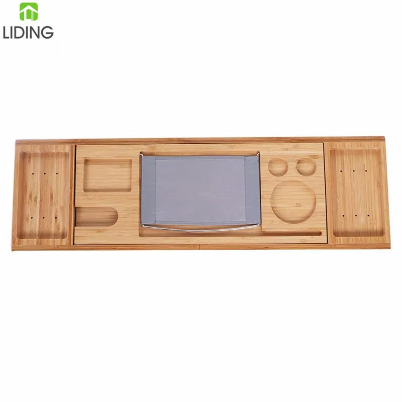 Wholesale Bamboo Wood Bathtub Caddy Tray Bath Tub Table Bathroom Caddy