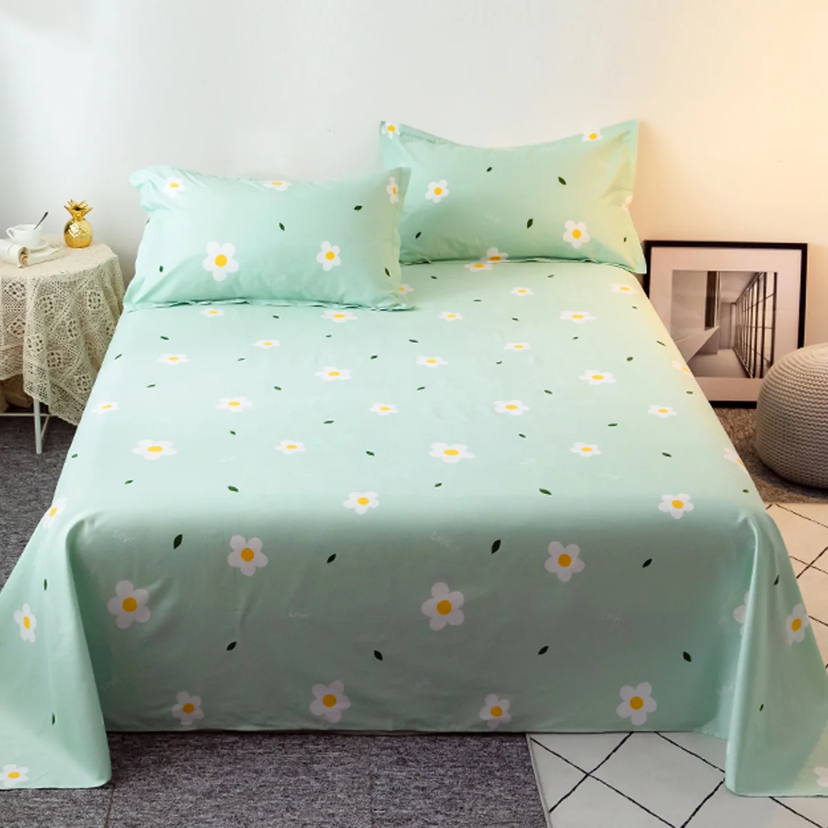 Textile fabric manufacturer wholesale woven twill pigment printing breathable 100%cotton single bed sheet bedding printed fabric