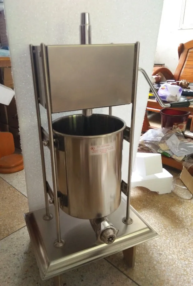 10L Vertical Stainless steel Churros maker Machine 2 in 1 type Vertical Sausage stuffer/filler with stainless piston