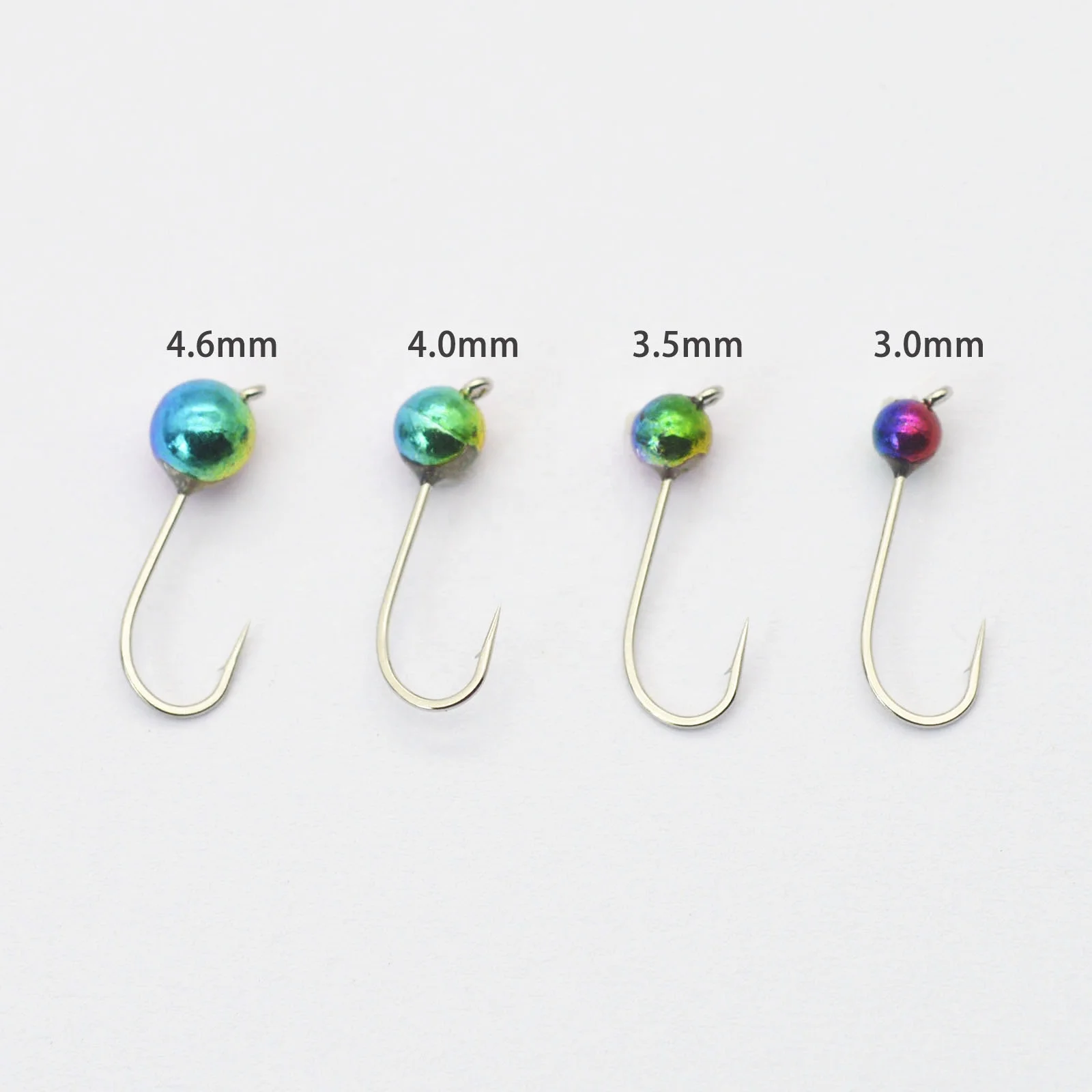 New arrived High Quality Rainbow tungsten Slotted beads Ice Fishing hook