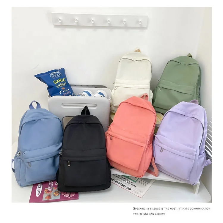 Custom LOGO Candy Color School Backpack For Women Leisure Travel Shoulder Bag Zipper Large Capacity Student School Bag