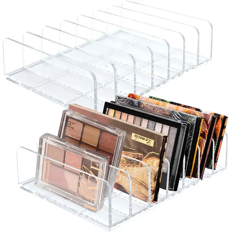 Hot Sale Clear Transparent Desktop Plastic Divided Acrylic Makeup Eyeshadow  Palette Organizer