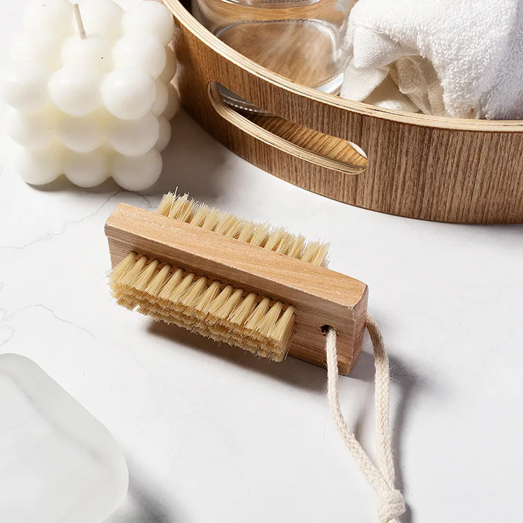 High Quality Wholesale Custom Logo Beech Sisal Cleaning Washing Brush Nanzhu Bristle Wooden Nail Brush