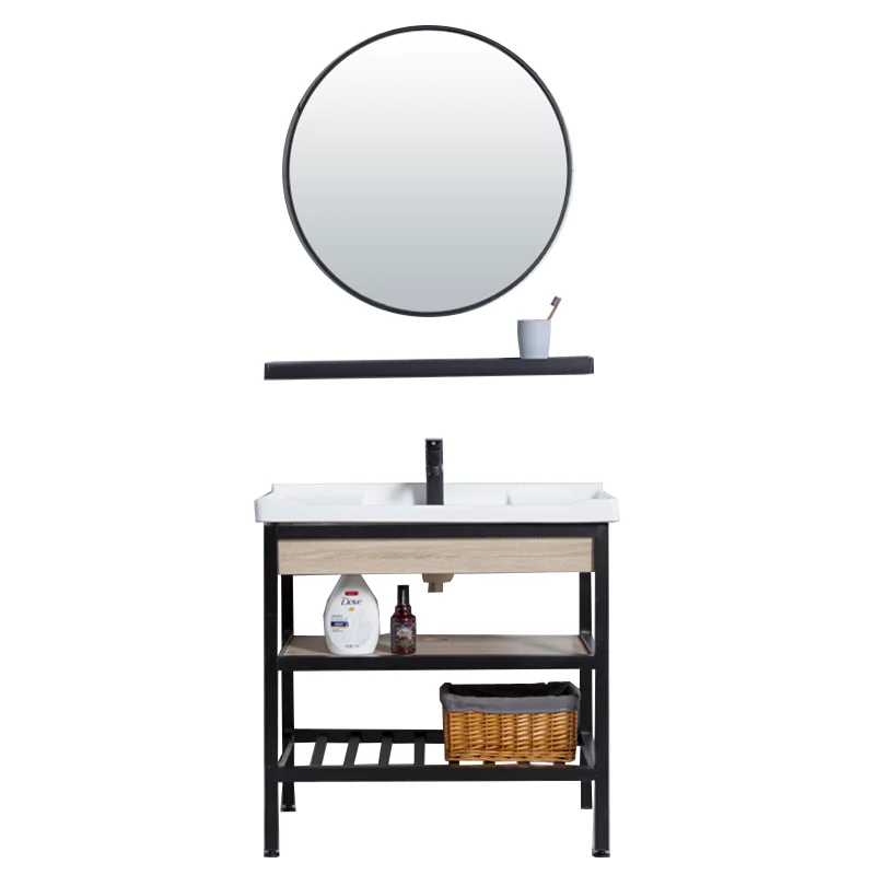 Vanity cabinet cheap floor standing bathroom wash basin vanity black color Furniture granite Bathroom lavamanos