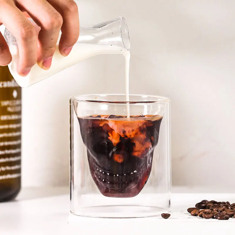 Wholesale Customize 2019skull Skeleton Whisky Glasses Double Wall Bar Wine Glasses Glass Cup Crystal whiskey vodka shot glass