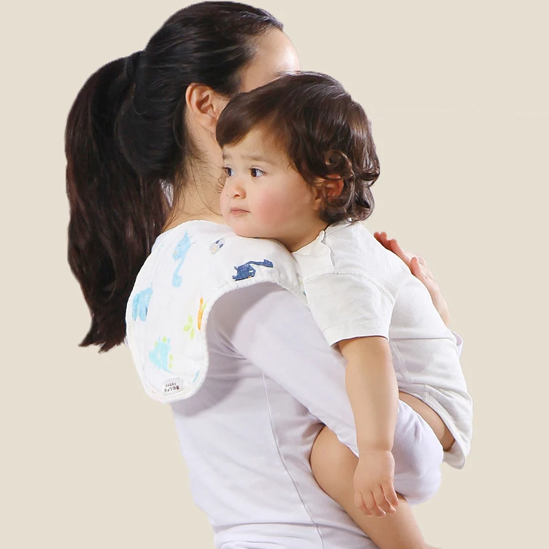 Лидер продаж, детское муслиновое полотенце с круглым дуговым дизайном, нагрудники с мультяшным принтом, многоразовая ткань для заусенцев