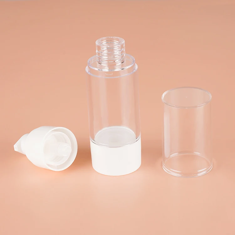 Wholesale Plastic Clear Cosmetic Acrylic Airless Pump Bottle 50 ml Bottle Custom Logo Airless Pump Cream Bottle